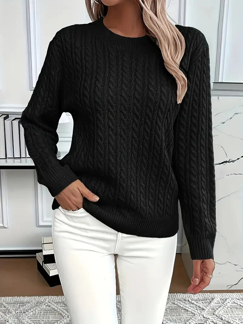 Image of Frances | Women's Long Sleeve Cable Knit Sweater