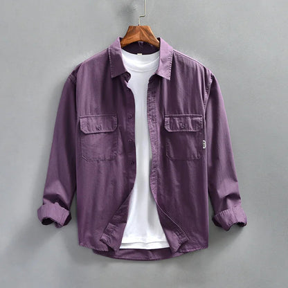 Men's Long Sleeve Button Up Cotton Shirt - Vonnera