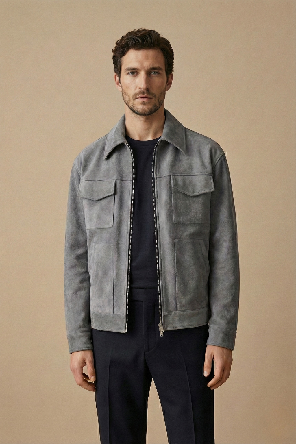 Men's Zip-Up Collared Jacket - Vonnera