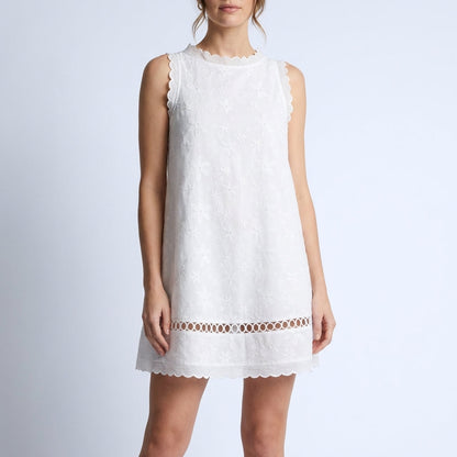 Women's Lace Mini Dress Sleeveless Ruffle Detail - Vonnera