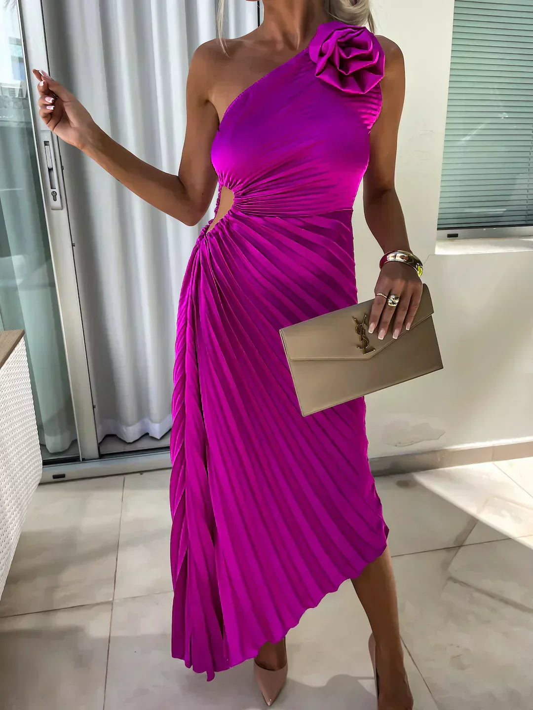 Women's Floral Draped Cocktail Dress