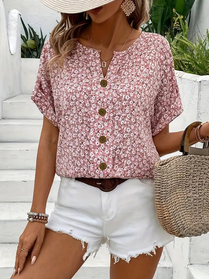 Women's Floral Button Down Blouse - Vonnera