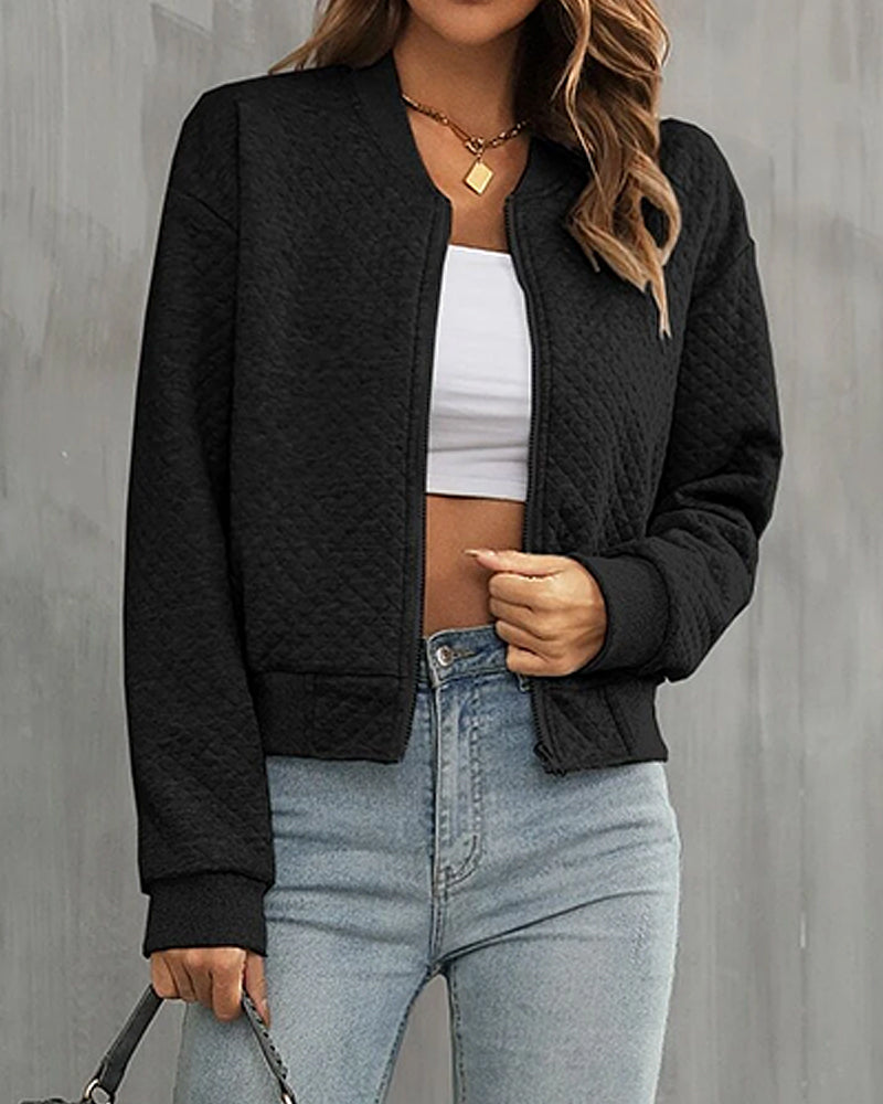 Women's Quilted Bomber Jacket Zip-Up - Vonnera