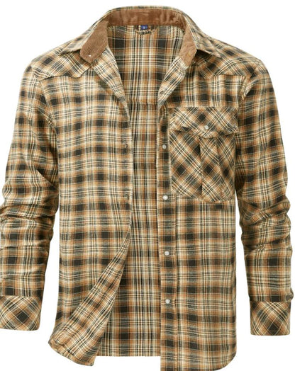Men's Plaid Flannel Long Sleeve Shirt - VibreMode