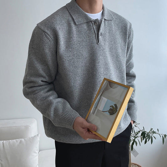 Men's Long Sleeve Polo Knit Sweater - Vonnera