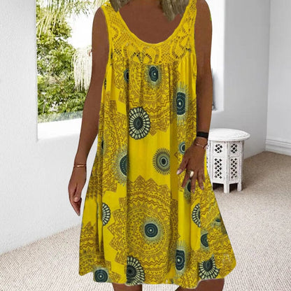 Women's Midi Summer Dress Wide Shoulder Straps