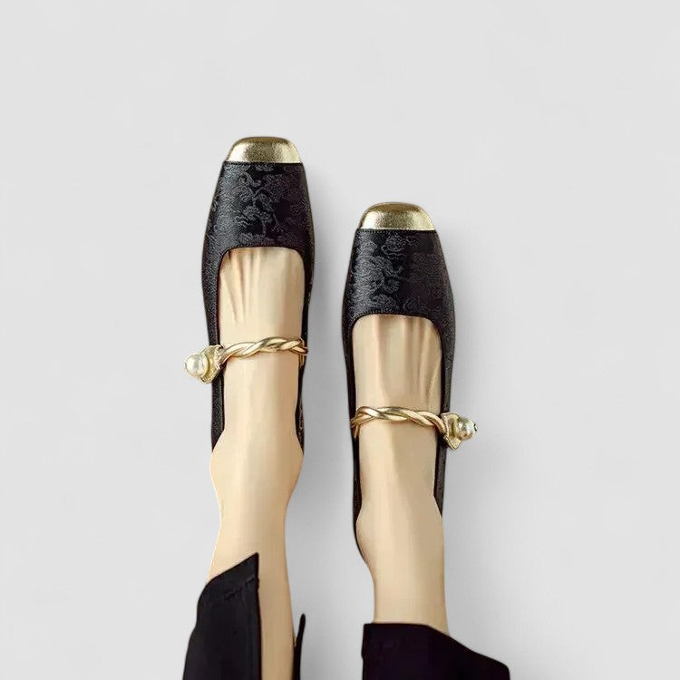 Women's Mary Jane Shoes Low Block Heel Metallic