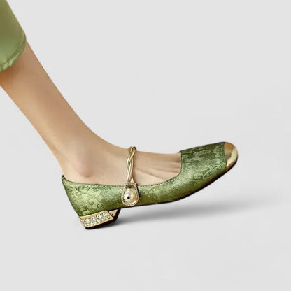 Women's Mary Jane Shoes Low Block Heel Metallic