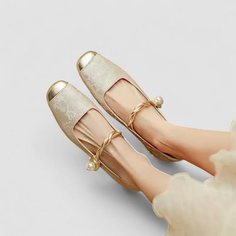 Women's Mary Jane Shoes Low Block Heel Metallic