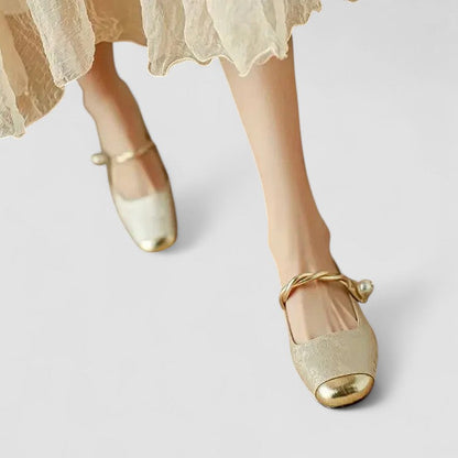 Women's Mary Jane Shoes Low Block Heel Metallic