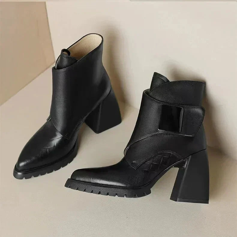 Women's Square Toe Ankle Boots Block Heel