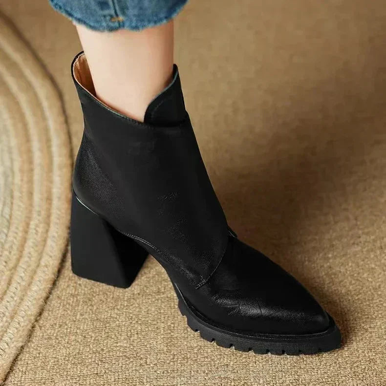 Women's Square Toe Ankle Boots Block Heel