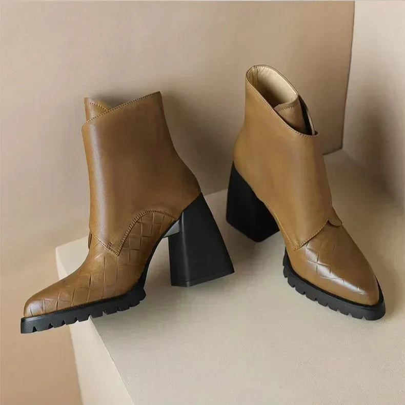 Women's Square Toe Ankle Boots Block Heel