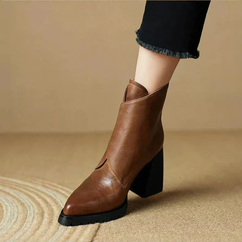 Women's Square Toe Ankle Boots Block Heel