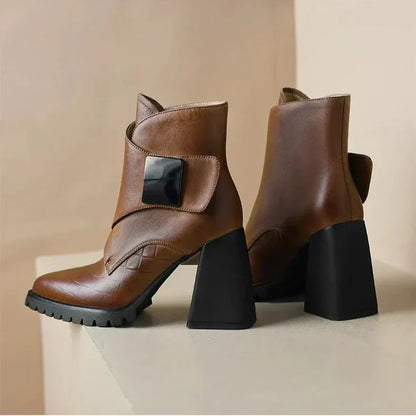 Women's Square Toe Ankle Boots Block Heel