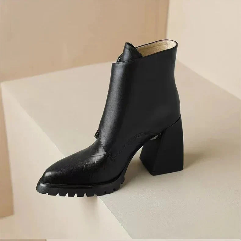 Women's Square Toe Ankle Boots Block Heel