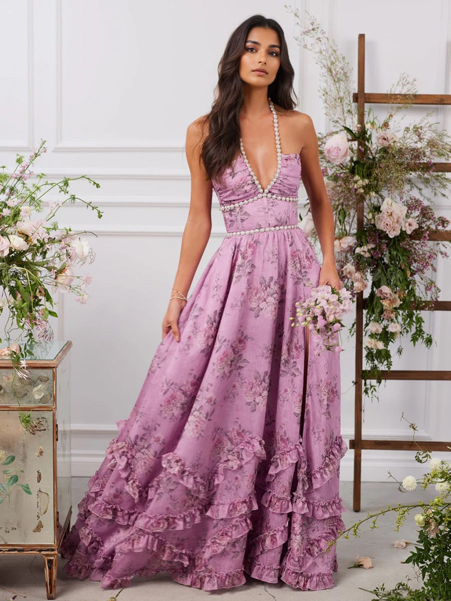 Women's A-Line Maxi Dress Halter Neck - Vonnera