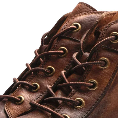 Men's Ankle Boots Lace-Up Leather Rugged Brown