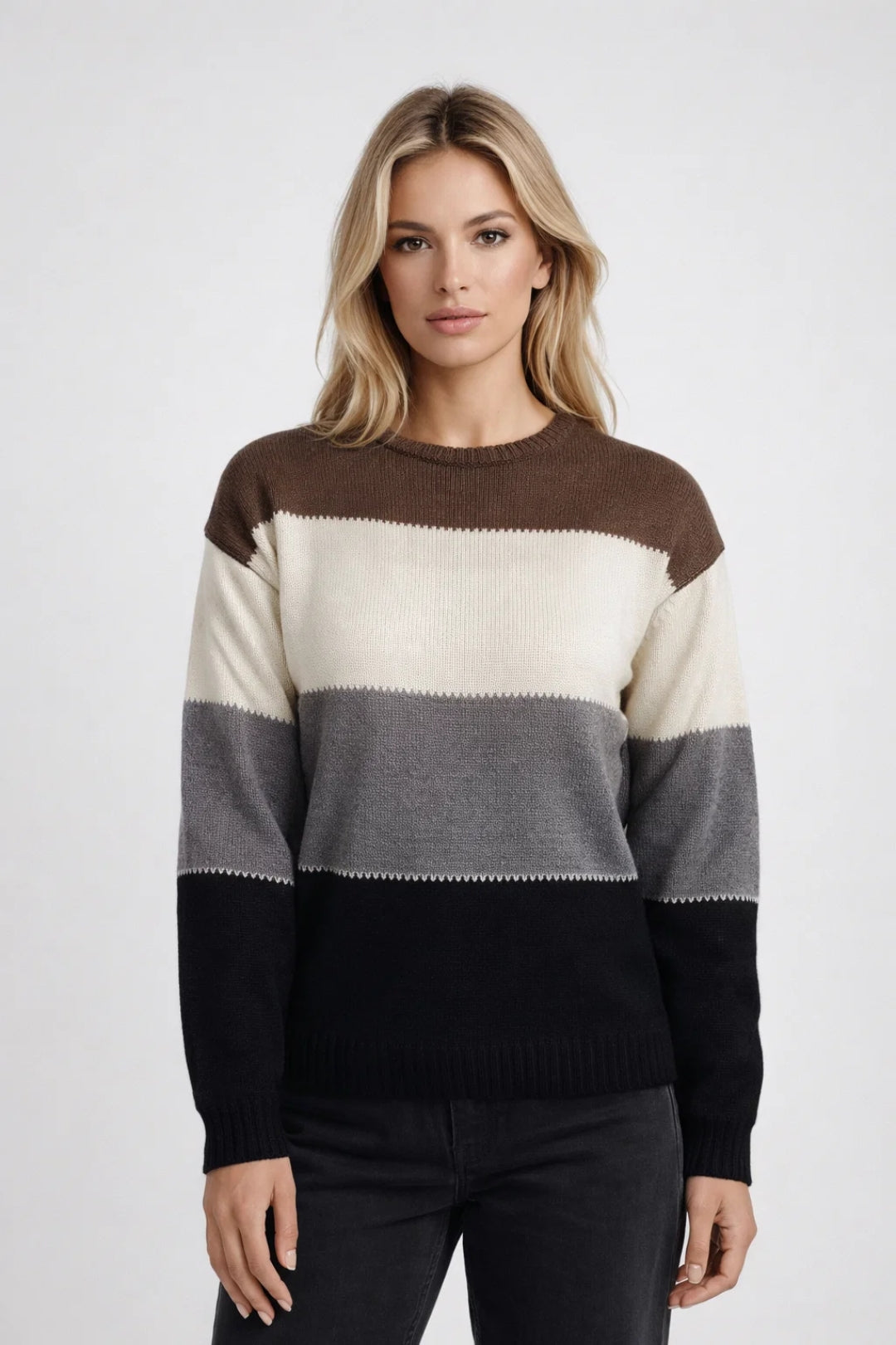 Gina Women's Striped Crew Neck Sweater - Vonnera