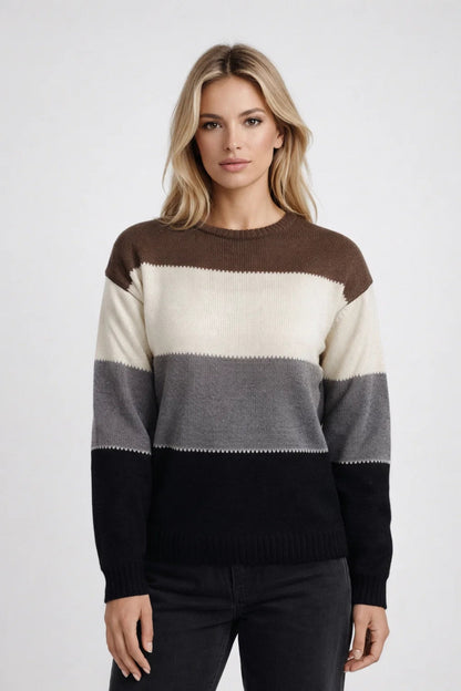 Gina Women's Striped Crew Neck Sweater - Vonnera