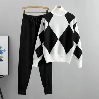 Women's Knit Two-Piece Set Turtleneck