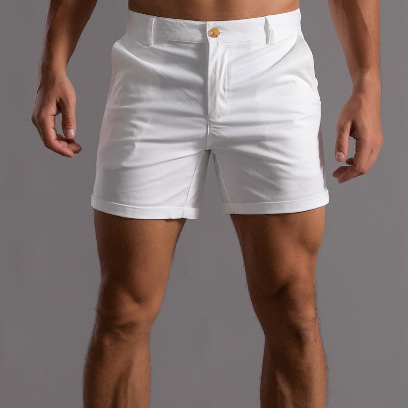 Men's Chino Shorts Rolled Hem Beige - Vonnera