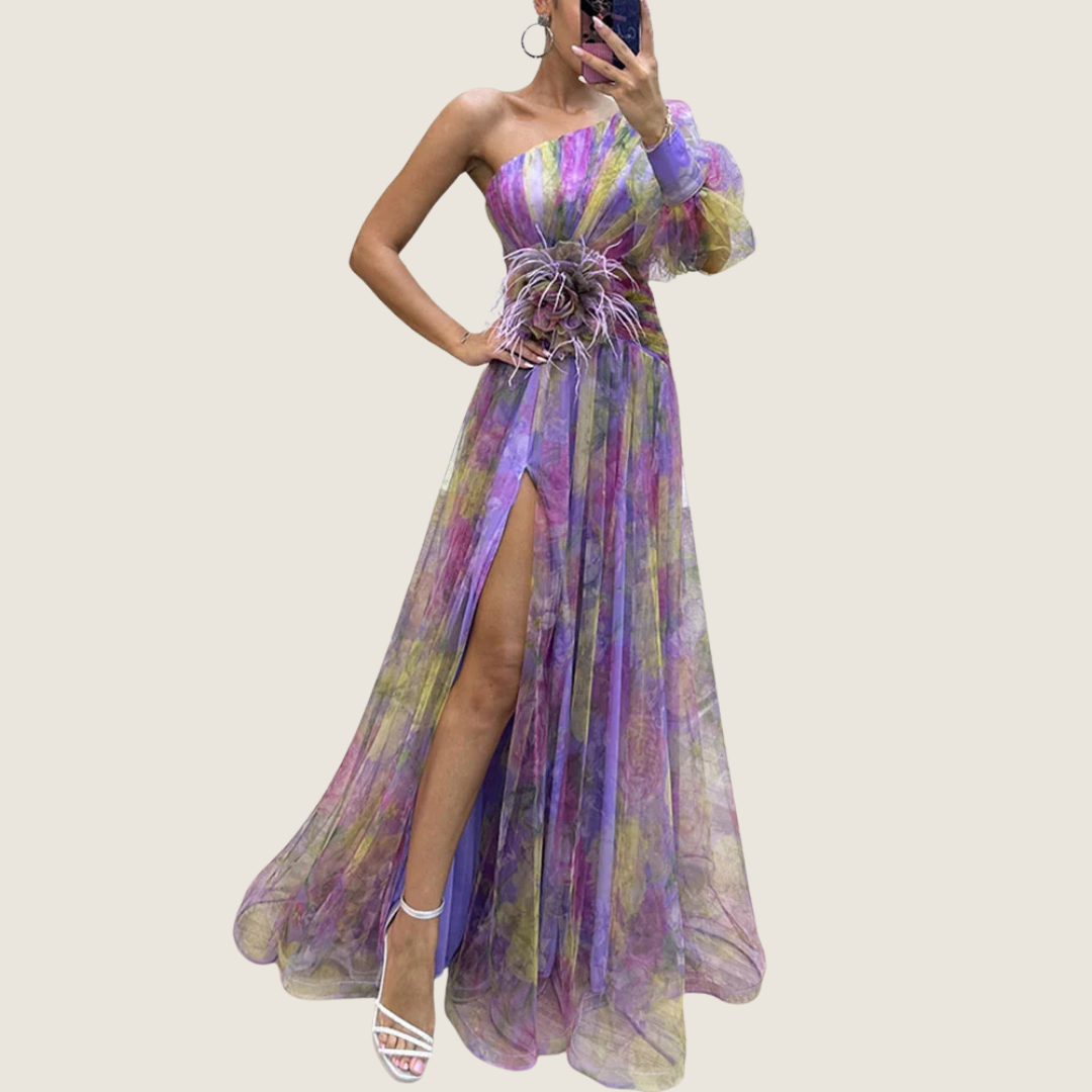 Gloria Women's Floral Maxi Dress One Shoulder - Vonnera