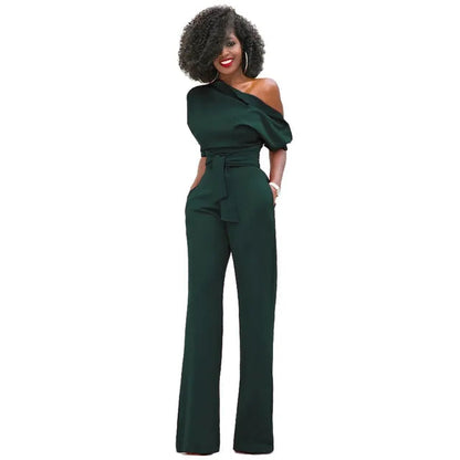 Women's One Shoulder Jumpsuit Belted