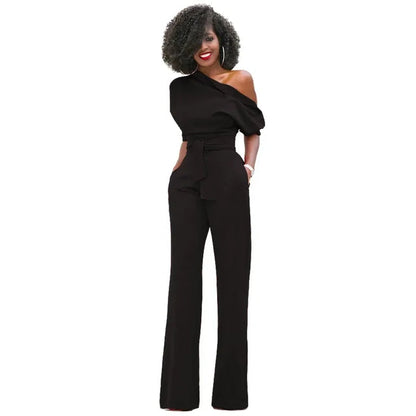 Women's One Shoulder Jumpsuit Belted - Vonnera