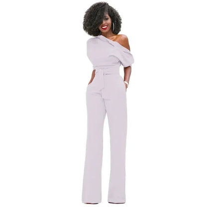 Women's One Shoulder Jumpsuit Belted
