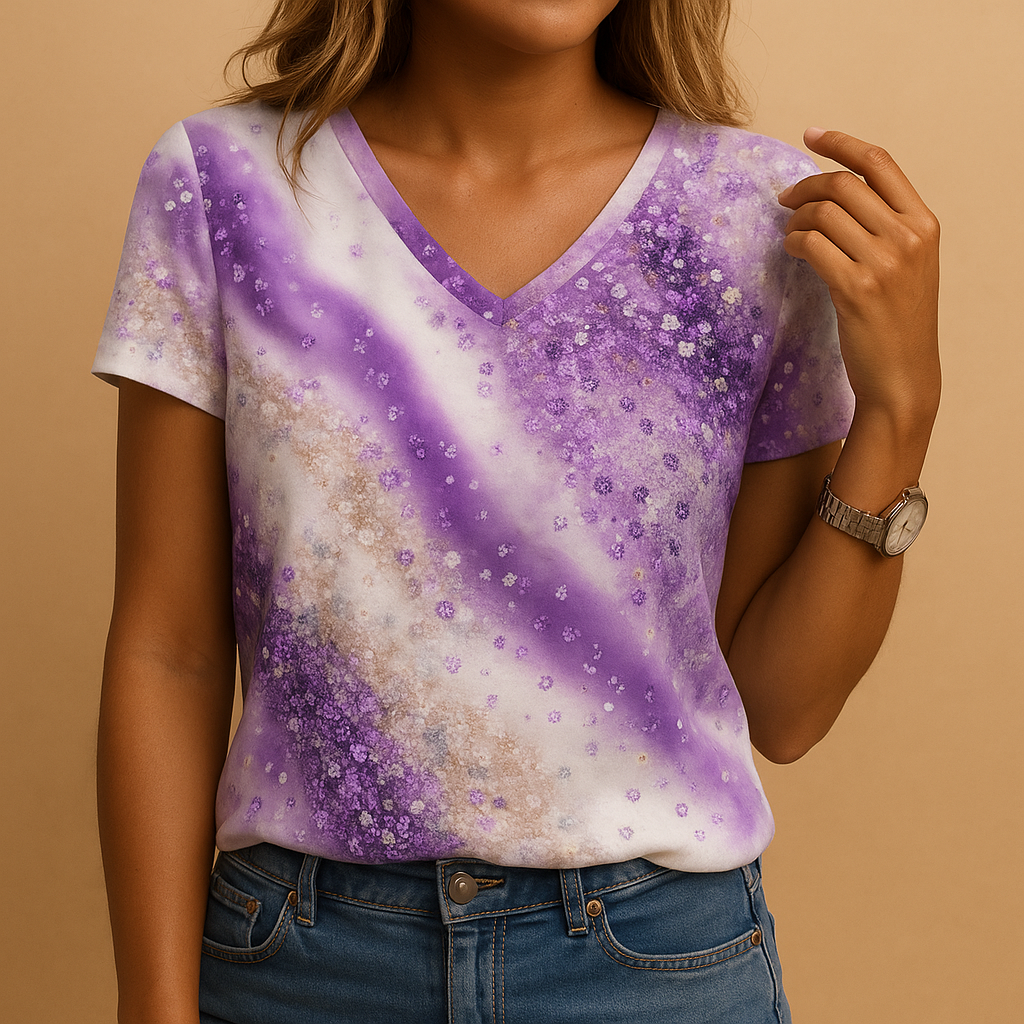 Women's V-Neck Blouse Gradient Print - Vonnera