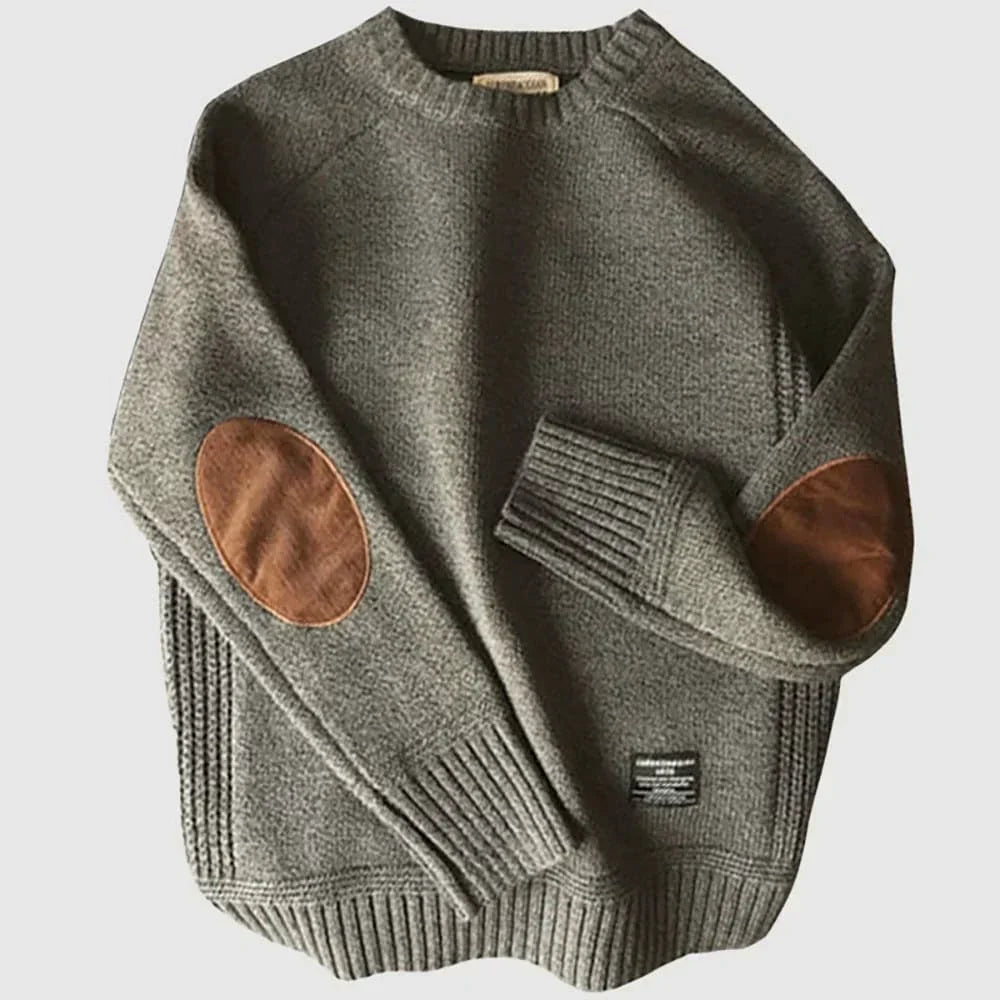 Men's Crew Neck Sweater Elbow Patch - Vonnera