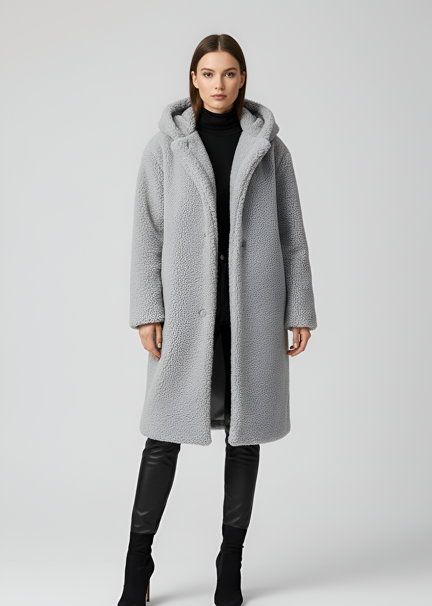 Women's Long Teddy Coat Plush Hooded Winter Outerwear