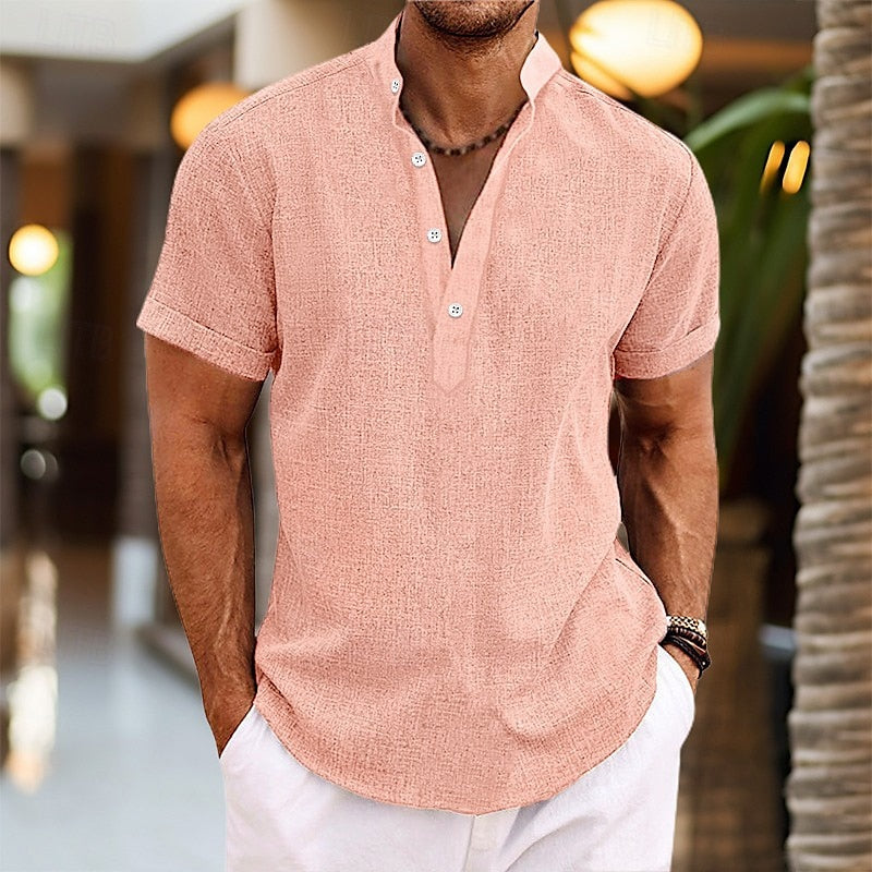 Men's Short Sleeve Henley Shirt Gray - Vonnera