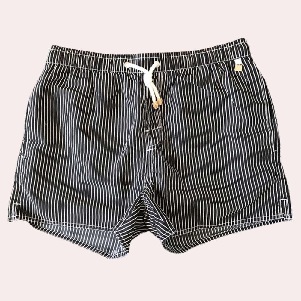 Men's Striped Drawstring Swim Shorts Gray - Vonnera
