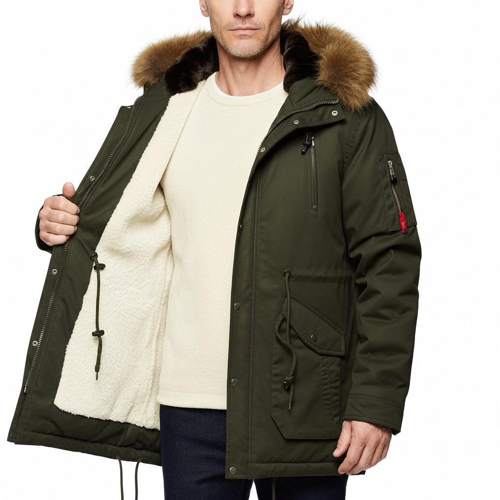 Men's Camouflage Hooded Parka Thick Windproof Jacket