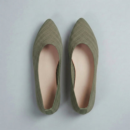 Women's Textured Knit Slip-On Flats Pointed Toe Black