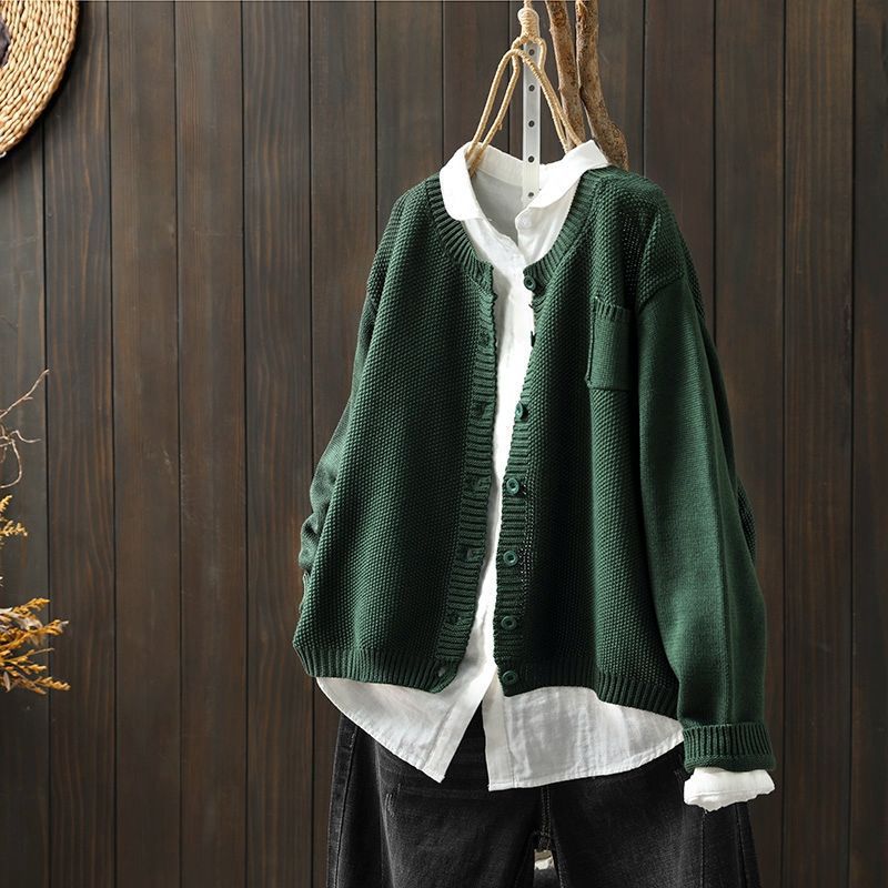 Women's Oversized Knit Cardigan With Pockets Button Front