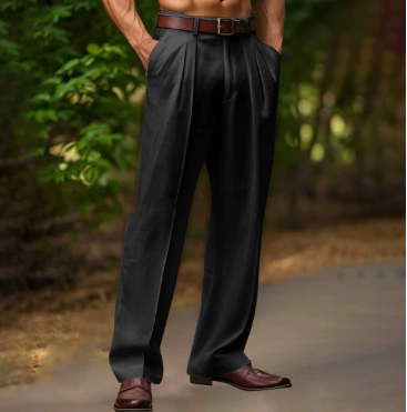 Men's Wide Leg Pleated Dress Pants - Vonnera