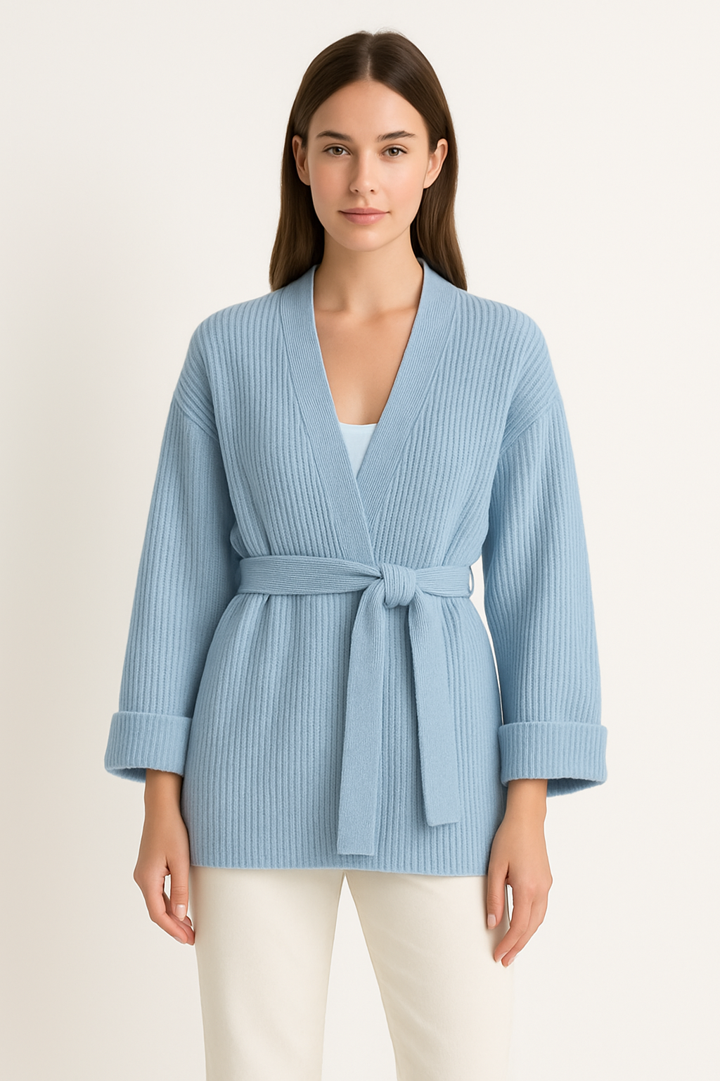 Women's Open Front Cardigan Ribbed Knit - Vonnera