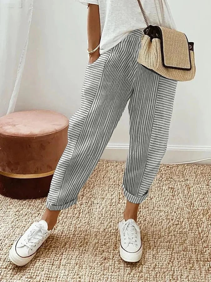 Women's Striped Cropped Pants