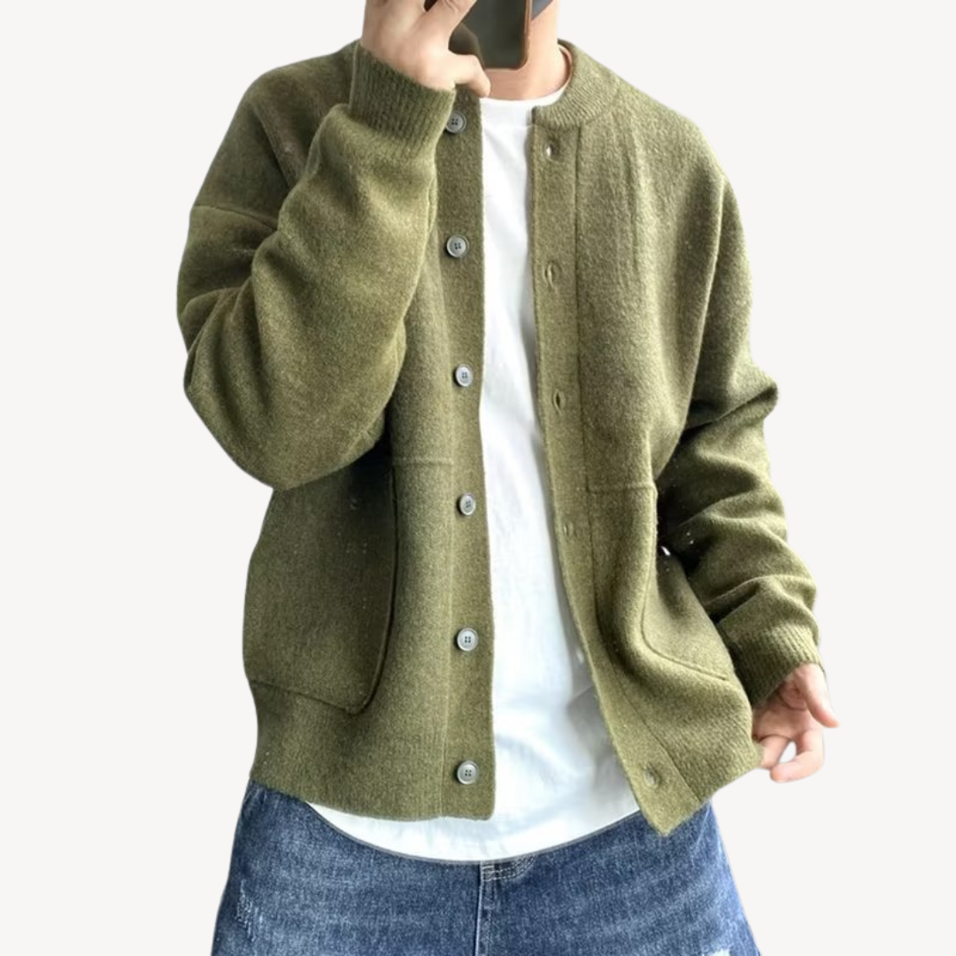 Men's Wool Cardigan Button Front - Vonnera