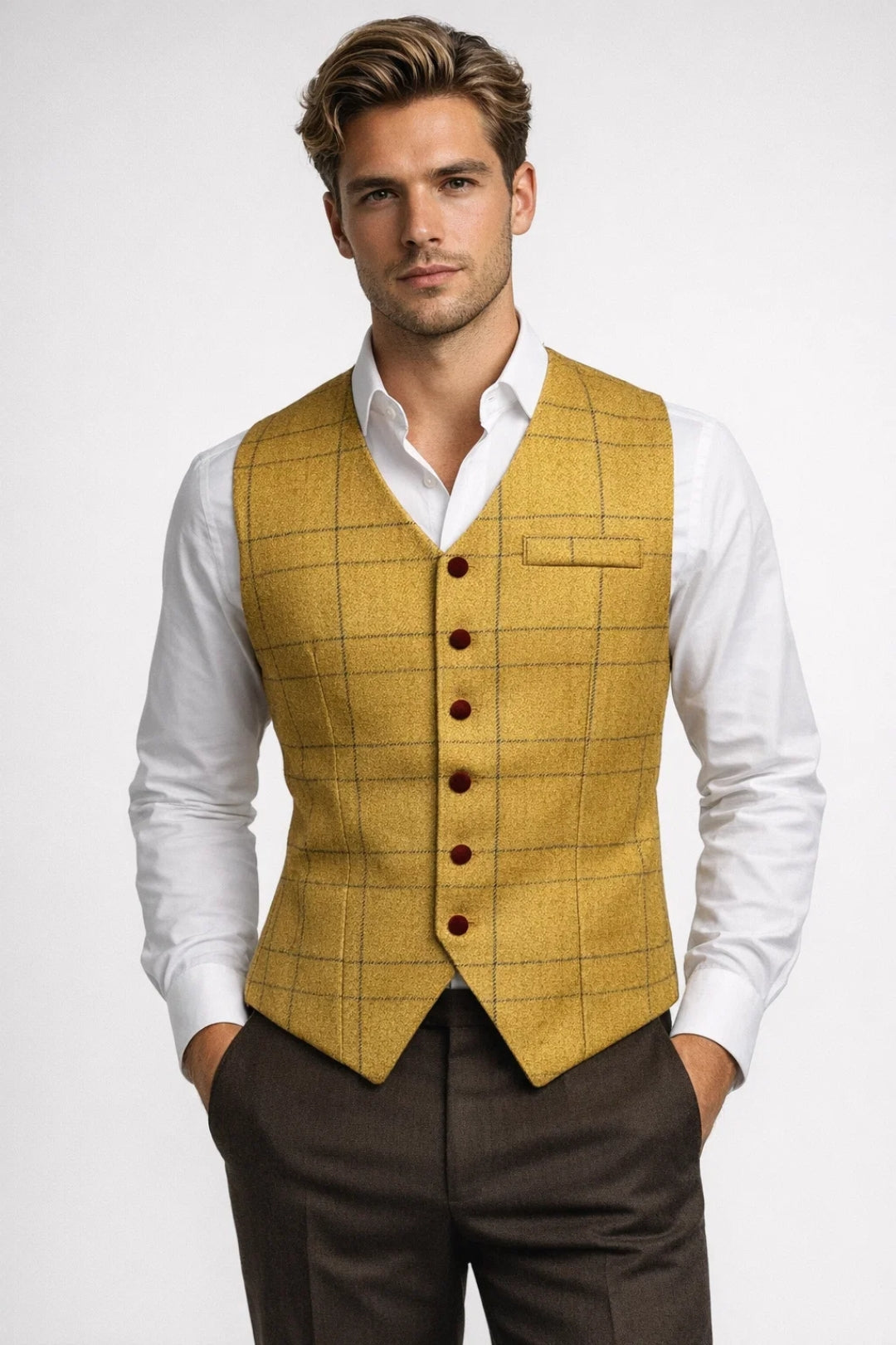 Men's Checked Vest Button Front - Vonnera