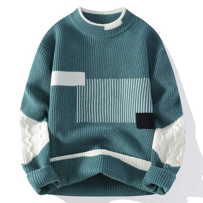 Men's Patchwork Polyester Sweater