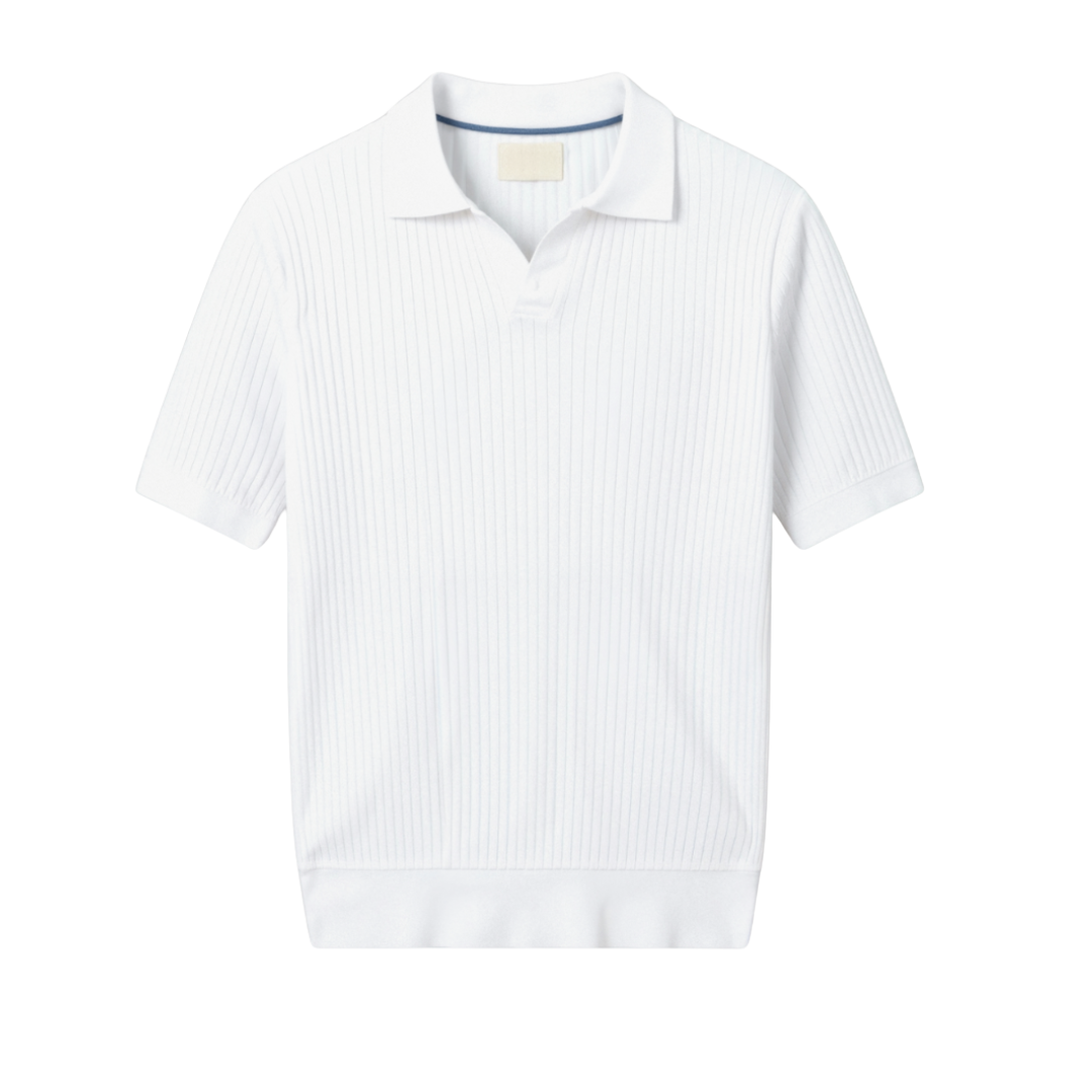 Men's Short Sleeve Polo Shirt Ribbed Cotton - Vonnera