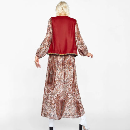 Women's Velvet Waistcoat Floral Boho Design