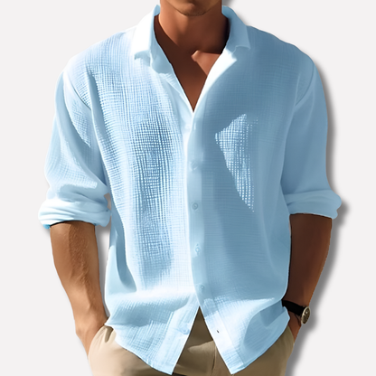 Men's Cotton Linen Shirt Lightweight Solid Color - Vonnera