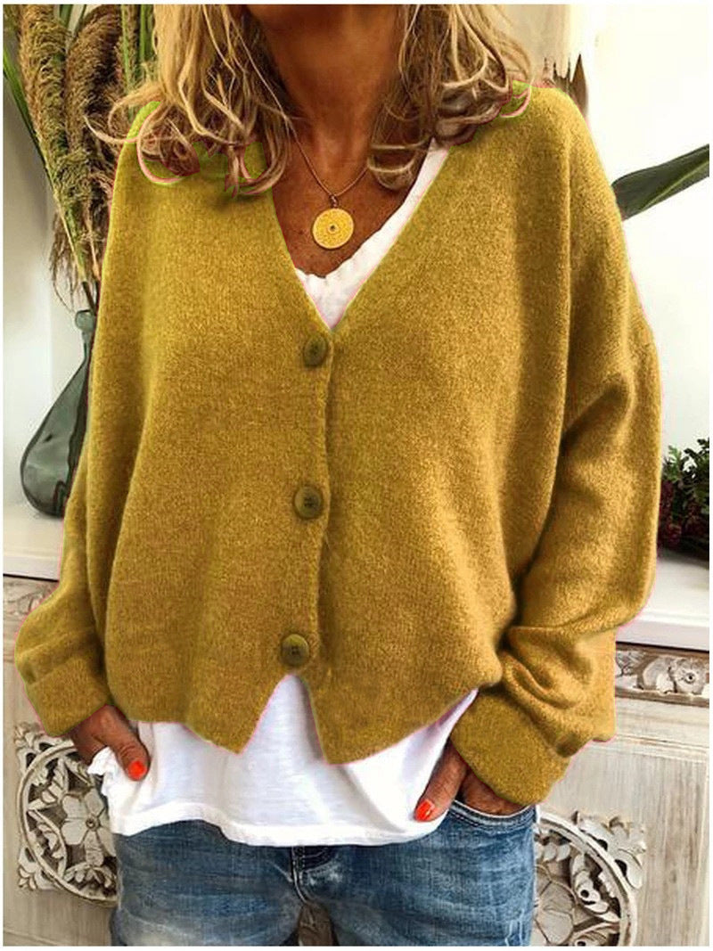 Women's V-Neck Cardigan Relaxed Fit