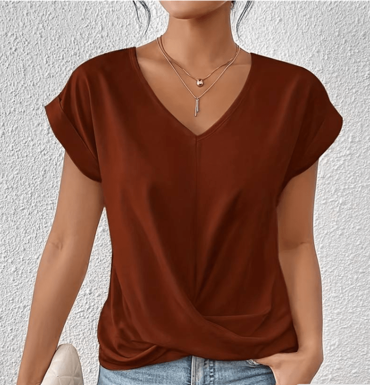 Women's V-Neck Short Sleeve Twist
