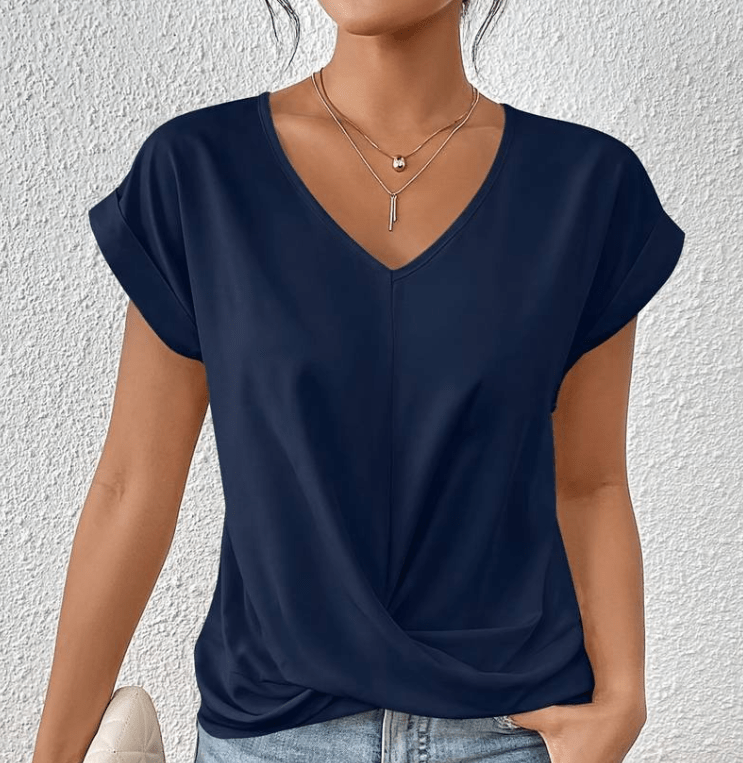 Women's V-Neck Short Sleeve Twist